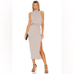 NWOT Revolve NBD High Neck Midi Ruched Dress